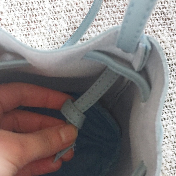 Boho Blue Drawstring Bucket Bag Crossbody Purse - Picture 5 of 5